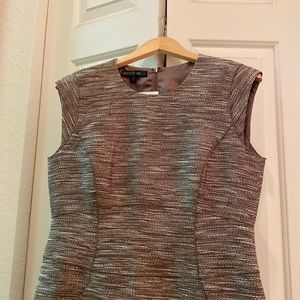 Lafayette 148 Brown Cream Metallic Dress